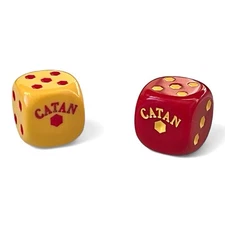 Catan Set of 2 Game Dice with Hex Dots Replacement Red and Yellow New Unused