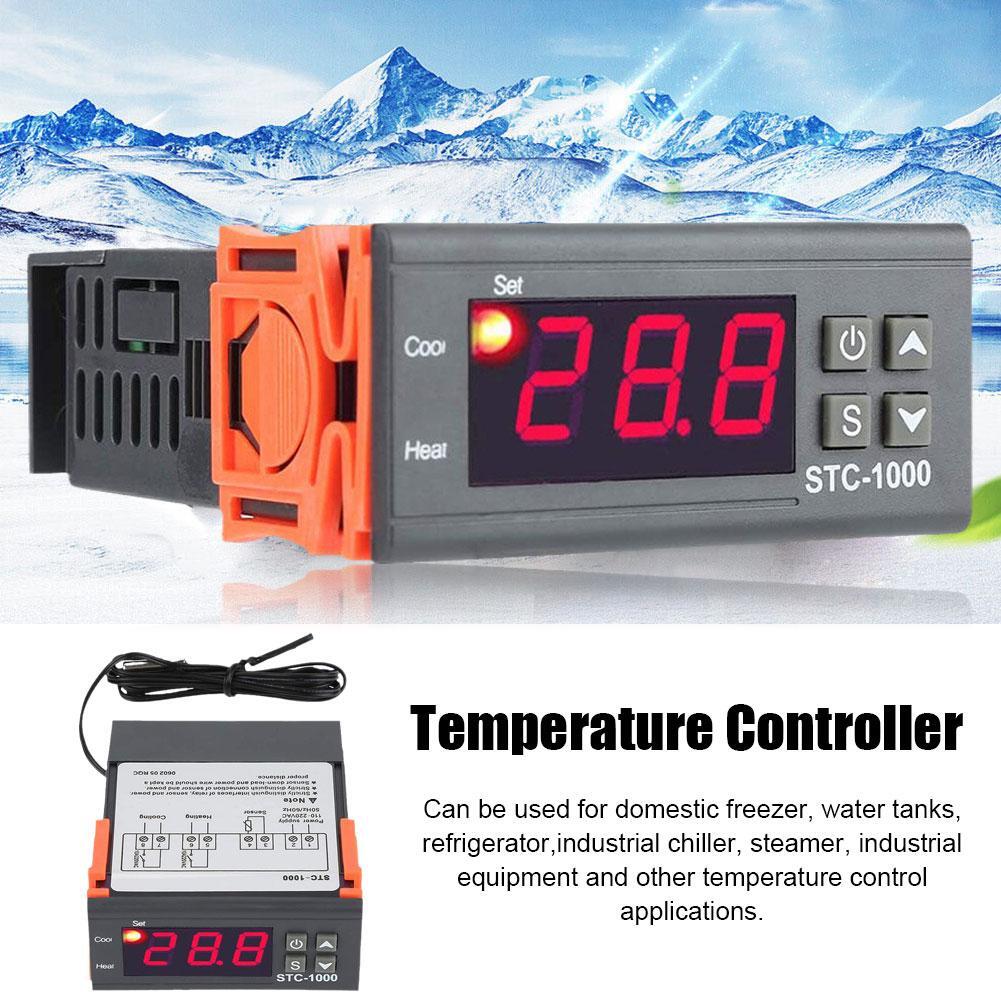 Termostato Con Sonda 2 Pezzi Regolatore Temperatura Digitale STC-1000 - Termostato Con Sensore NTC, Per Frigoriferi, Fermentazione, Acquari Termostato Per Birra