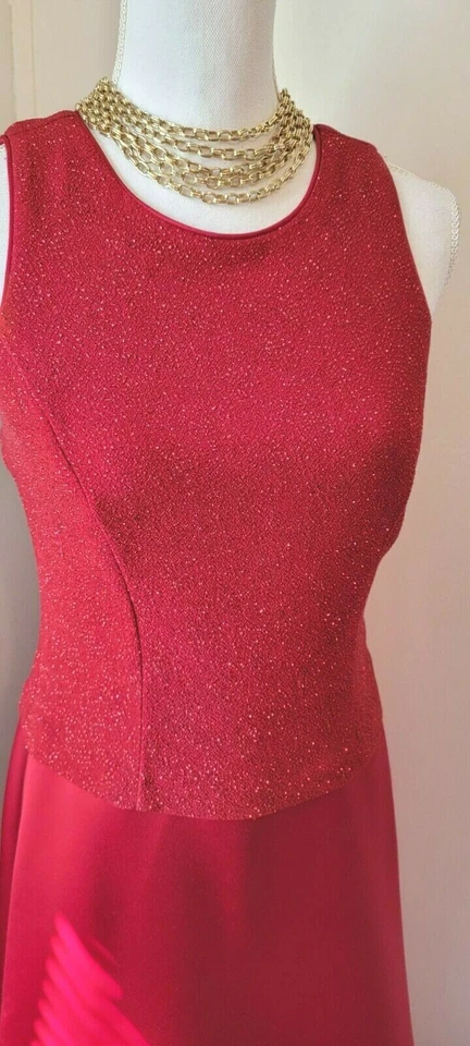 Vestido largo brillante sin mangas Patra para mujer rojo vacaciones formal boda pequeño 8 Foto 2 de 4