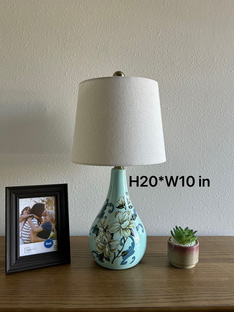 Ceramic Table Lamp Blue Flowers 10