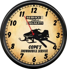 Personalized Snowmobile Sled Racing Vintage Service Sales Repair Sign Wall Clock