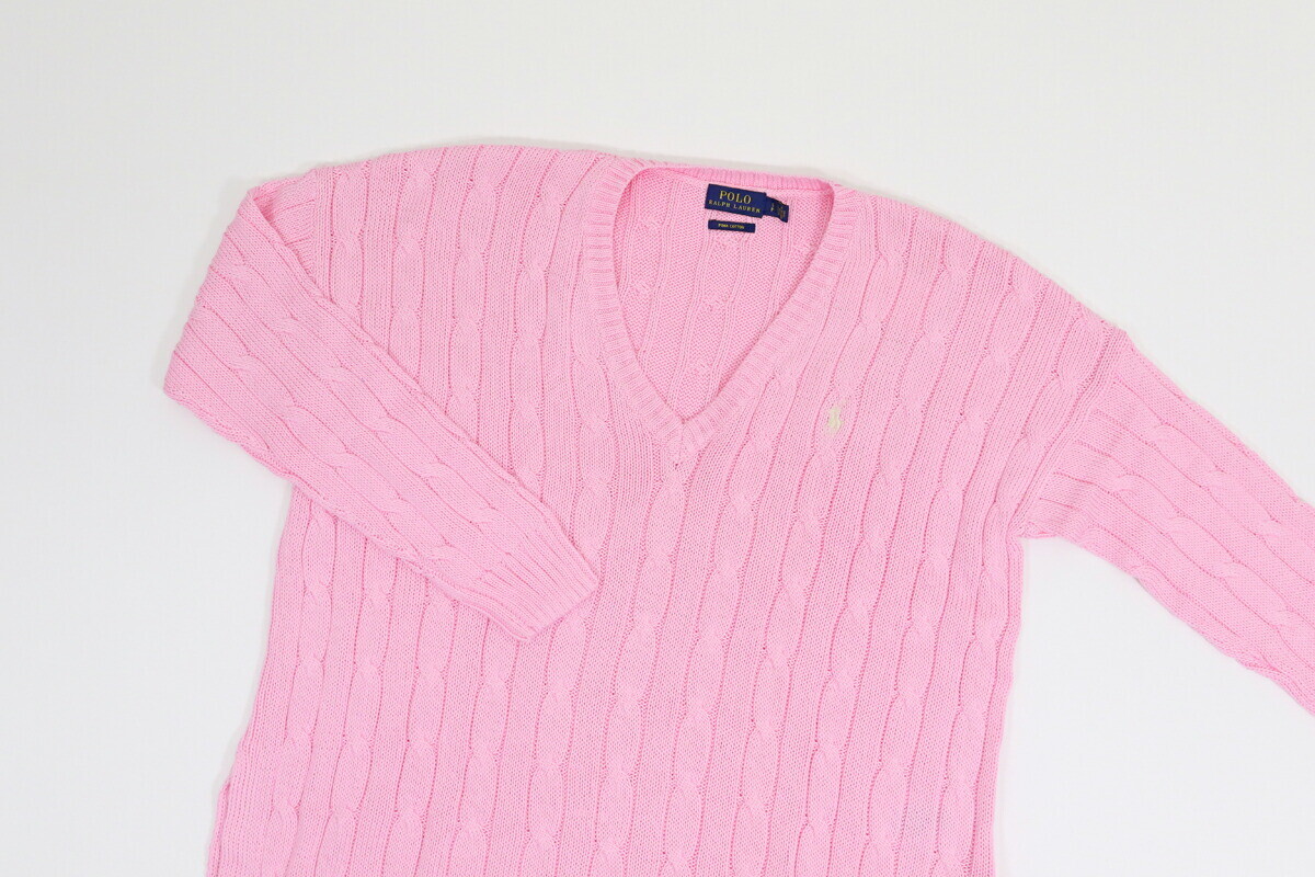 MINOR DEFECT* Polo Ralph Lauren Women's Pima V-Neck Cable Sweater