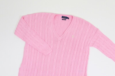 Polo Ralph Lauren ピンク Vネック セーター M Polo Ralph Lauren ピンク Vネック セーター M