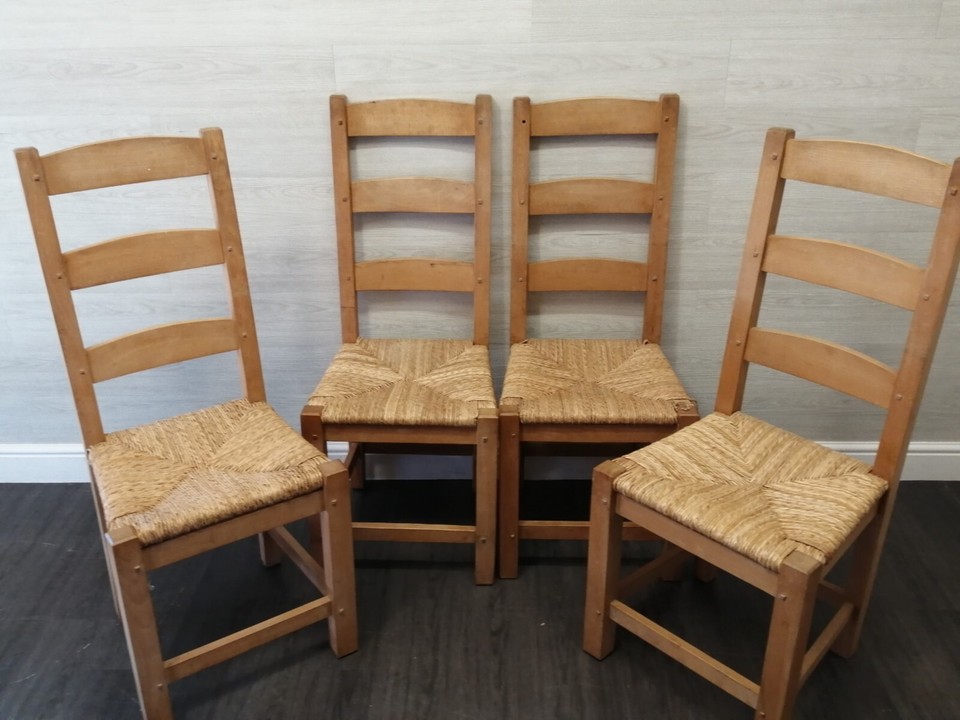 4 X RUSH SEATED LADDER BACK DINING CHAIRS Ref HF15708 eBay
