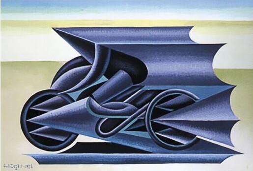 Fortunato Depero : 1914 : Futurist Motorcycle : Archival Art Print