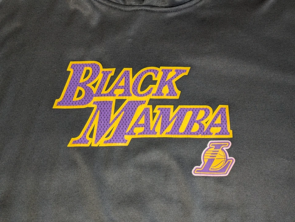 Kobe Bryant Hoodie Youth XL Sweatshirt Gray Black Mamba Lakers NBA Majestic - Image 2 of 4