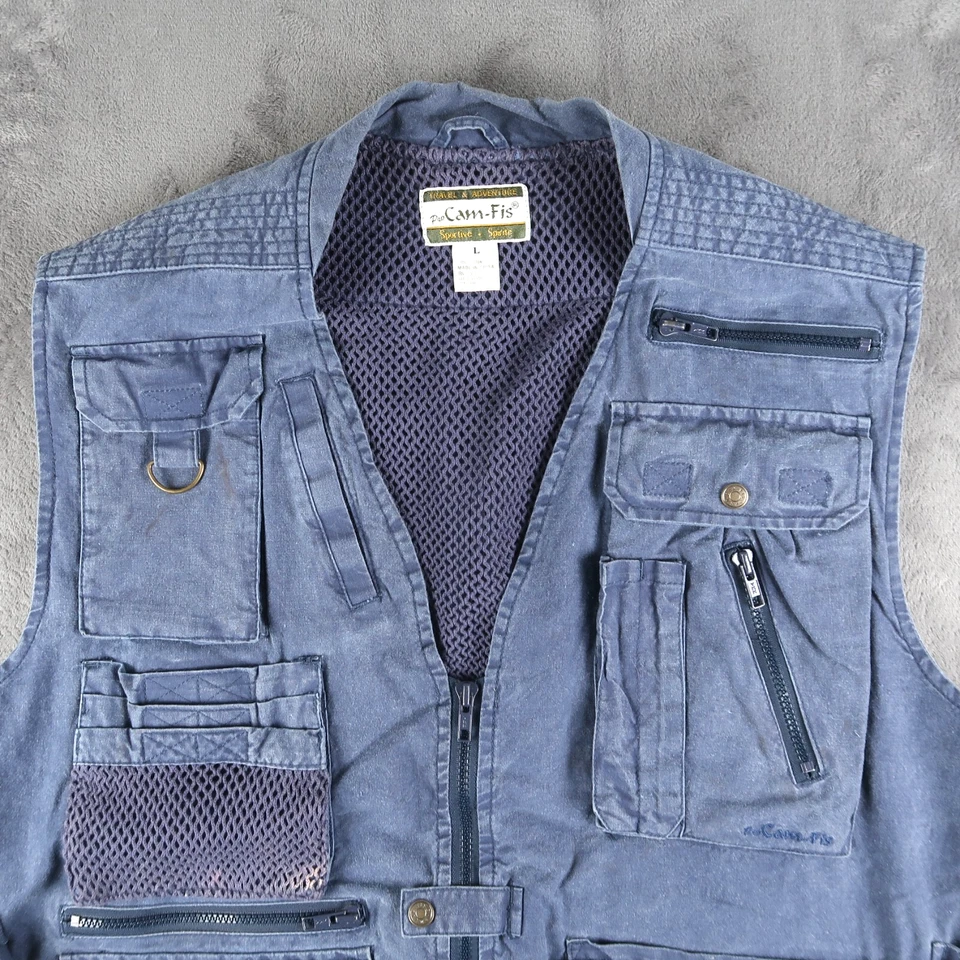 Pro Cam-Fis Travel & Adventure Utility Vest Faded Blue Men's L 100% Cotton - Image 3 of 4