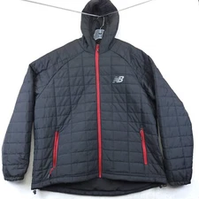 New Balance Men's Puffer Quilted Black Tech Jacket Water And Wind Resistant 