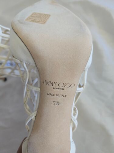 Tacchi Sheldon Jimmy Choo donna tutto bianco in pelle gabbia nuovi senza etichette (35) - Foto 9 di 11