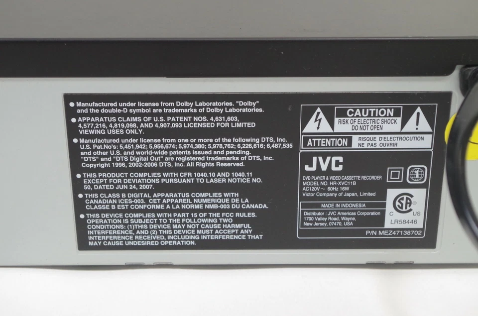 JVC VHS/DVD Combo Player 4 Head VCR Tested No Remote HR-XVC11B - Image 3 of 4