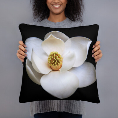Magnolia Flower Home Decor Basic Throw Pillow Floral