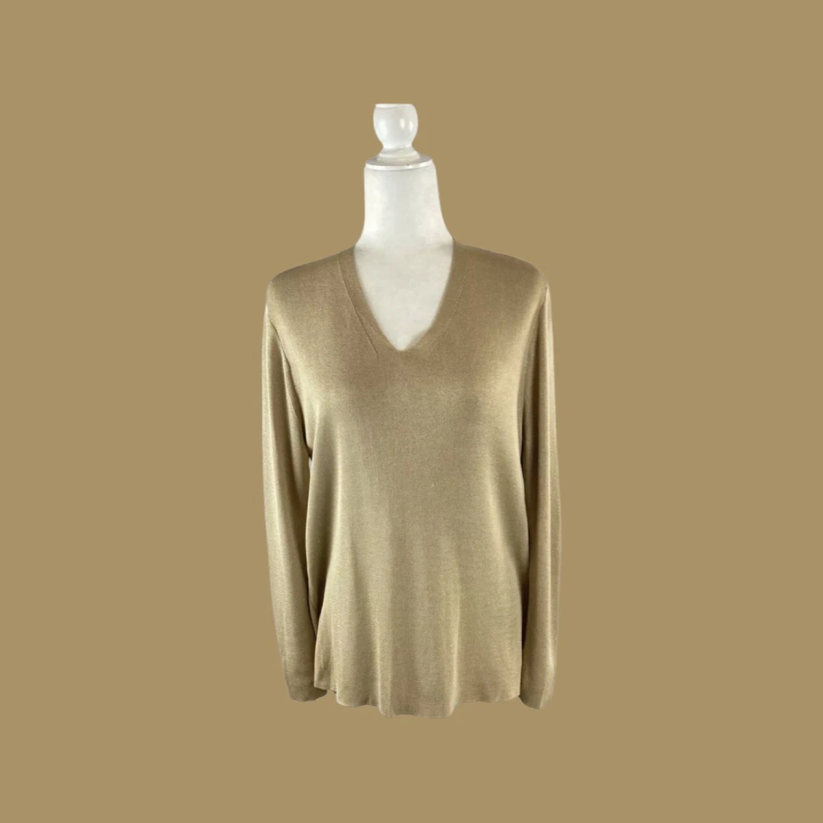 Silk Blend Women's V Neck Pullover Oversized Sweater Top Joan &
