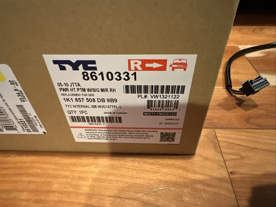 Espelho de porta para 05-10 Volkswagen Jetta Power aquecido com sinal passageiro direito - Imagem 3 de 4