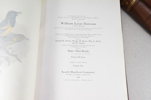 The Birds of California William Leon Dawson 1923 Signed Orinthology 4 Vol Set - Picture 9 of 12