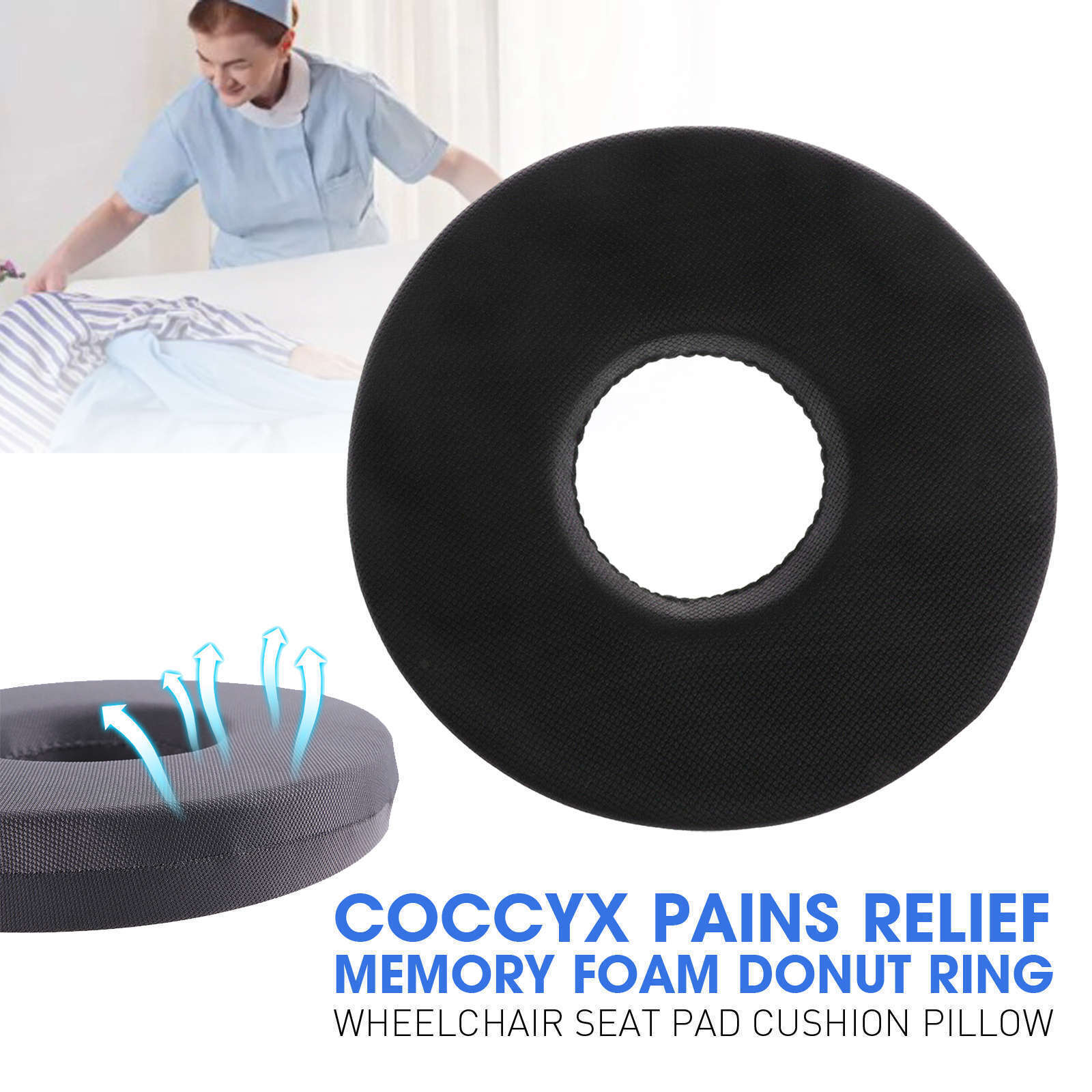 Coccyx Pains Relief Memory Foam Donut Ring Wheelchair Seat Pad Cushion Pillow rG