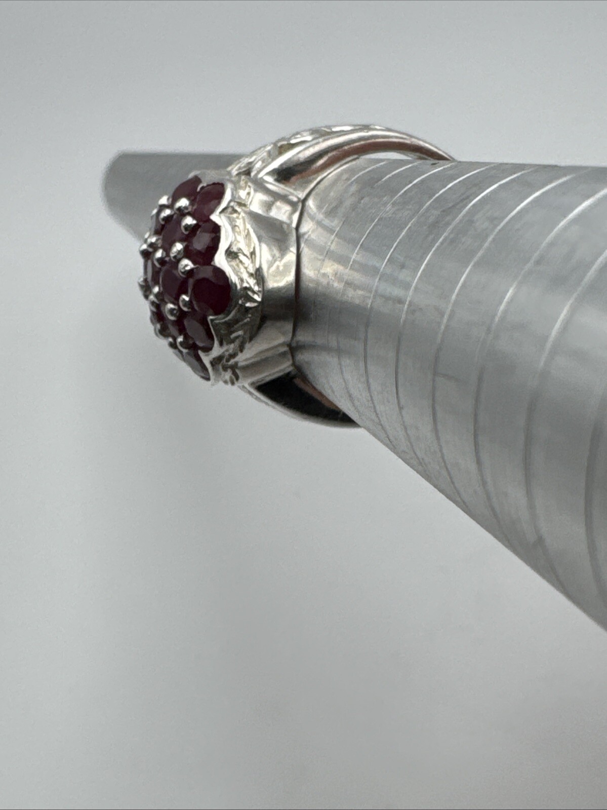 Sterling Silver Burmese Ruby Cluster Ring Size 8 … - image 11