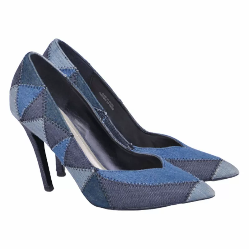 DIESEL OFFBEAT D YVAS Womens High Heels Shoes Denim Slip On Pump Shoes RRP 170