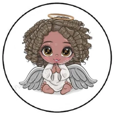 AFRICAN AMERICAN DARK SKIN ANGEL ENVELOPE SEALS LABELS STICKERS PARTY FAVORS
