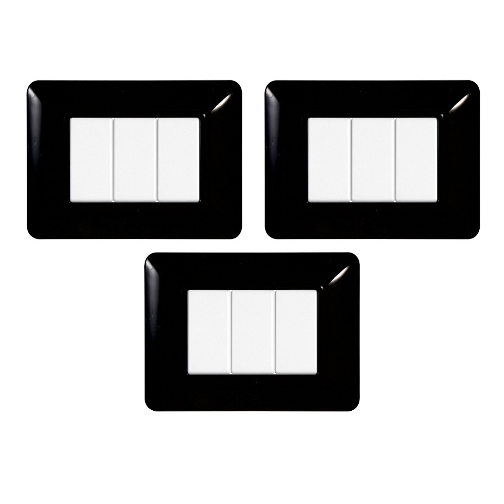 gloca Set 3 Placche Plastica 3P Nero Compatibili Matix
