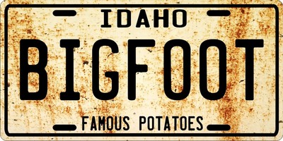 Bigfoot Idaho 1960's Style Weathered License Plate