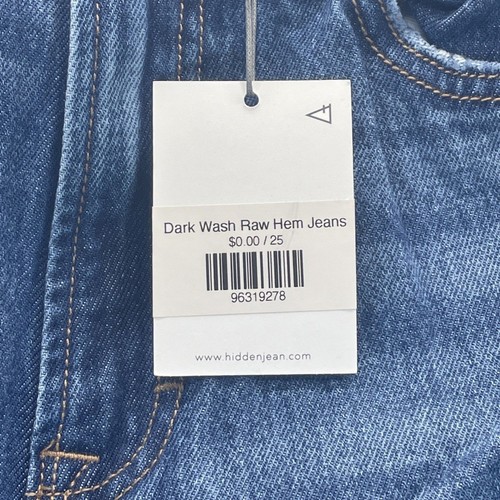 New Hidden Logan Dad Jean Women’s Sz 25 Dark Wash Raw Hem Y2K Distressed - Picture 3 of 10