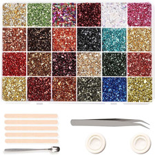 Crushed Glass Craft Glitter Fine for Resin Art, 24 Colors Small Broken Glass Res