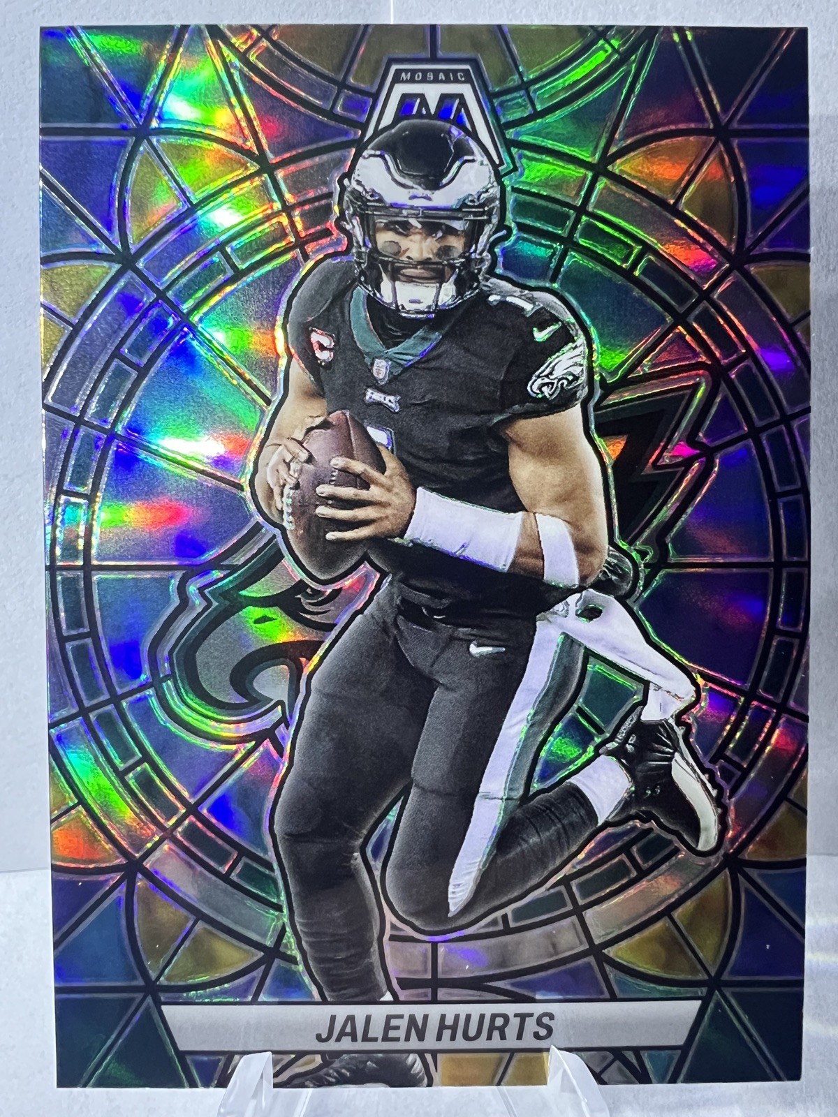 2023 Panini Mosaic Jalen Hurts Case Hit No. SG-3 Stained Glass Eagles PRIZM