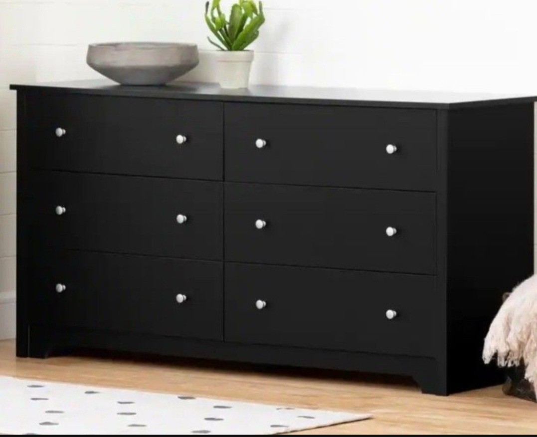 Vito 6-Drawer Black Dresser for Stylish Bedroom Storage