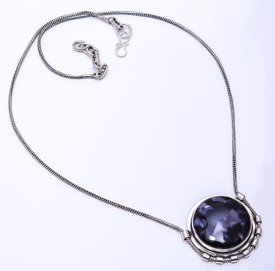 Gabronite -Madagascar Gemstone 925 Sterling Silver Chain Pendant 19-23'' N49