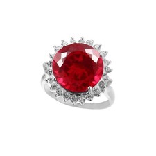 10 Ct Certified Blood Red Ruby Ring With Zircon Accent 925 Sterling Silver