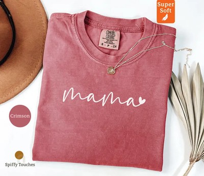 Mama Heart Comfort Tee Custom Mom Gift Love Personalized Mother