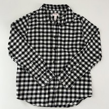 Cat Jack Black White Plaid Button-Up Flannel Shirt - Size L 10/12 Fall