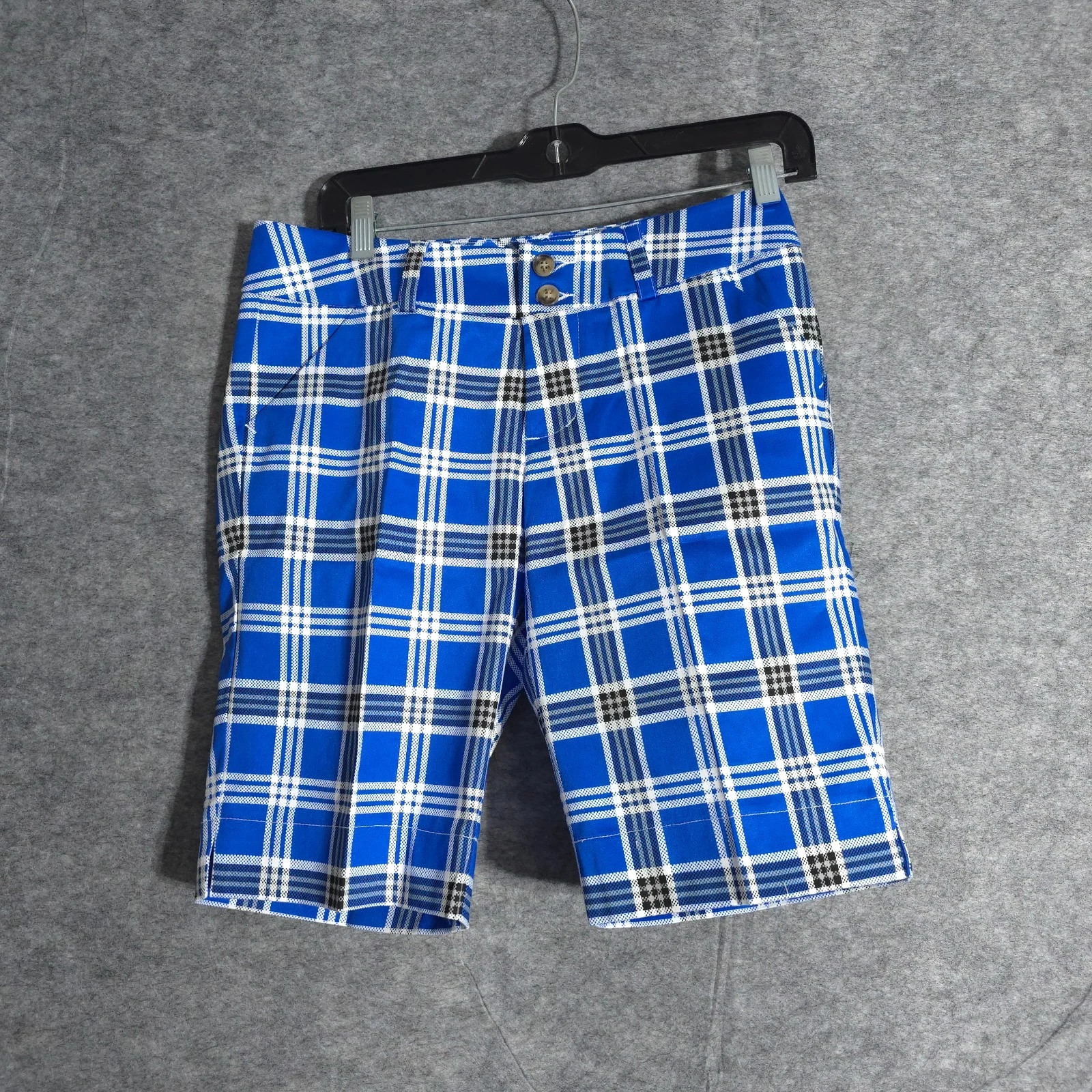 Loudmouth Golf Shorts Womens Plaid Blue Chino Casual Stretch Colorful Bermuda