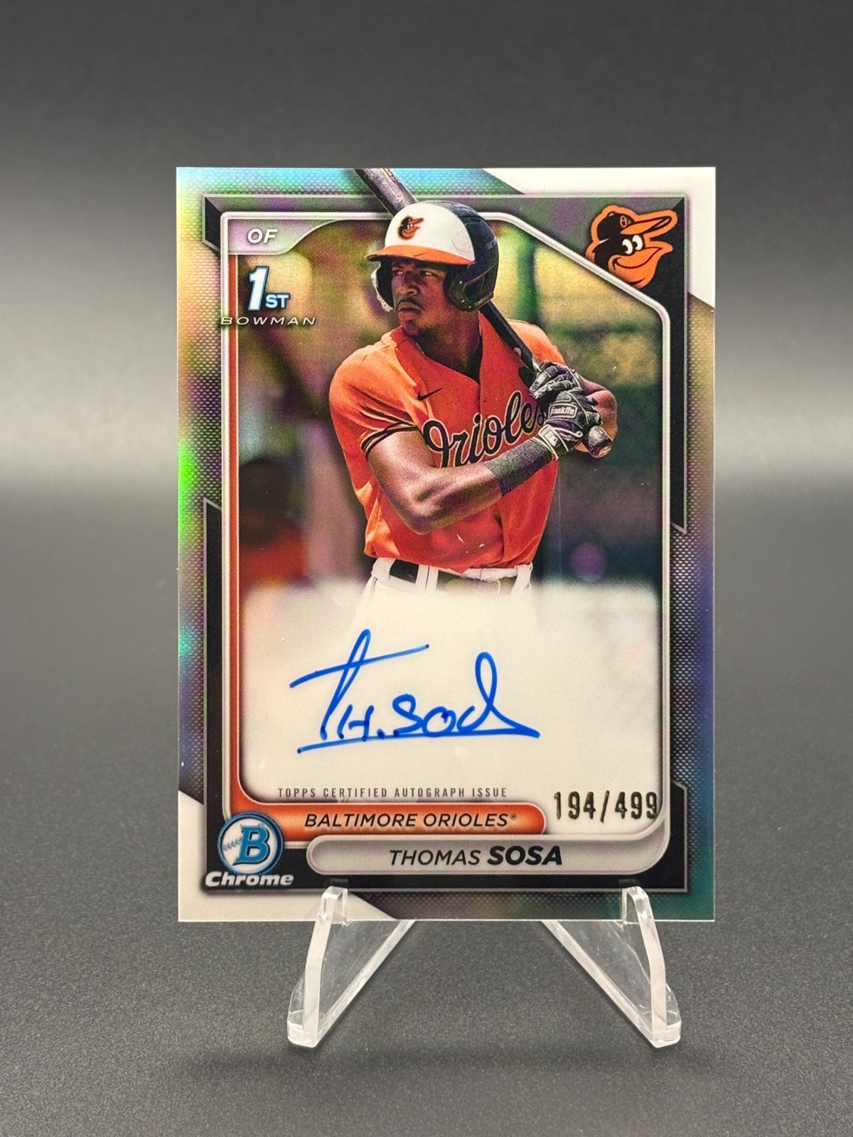 2024 Bowman Chrome Thomas Sosa Refractor Autograph /499 Orioles #CPA-TS