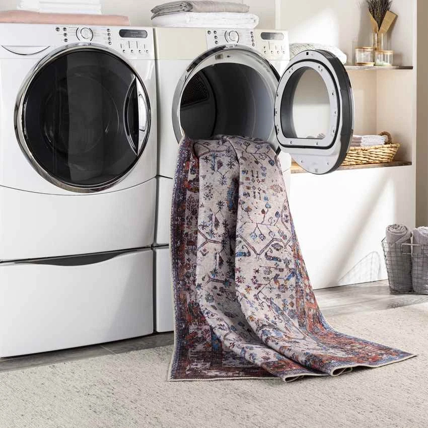 Alfombra Lavable Gris Tradicional Juego de Invierno 8x10 para Salón Cocina Foto 4 de 4