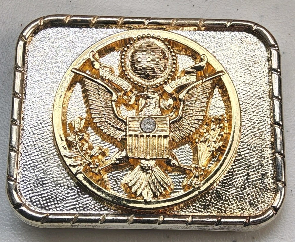 1970 U.S. Presidential Seal Eagle Shield Gold & Silver Tone Belt Buckle BB-7