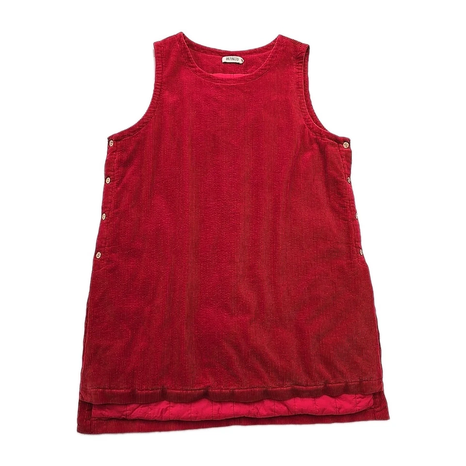 Buykud Mujer Informal Pana Largo Estilo Vintage Chaleco Abrigo Talla XL Rojo Lagenlook Foto 2 de 4