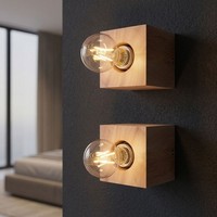 Wandleuchte Wandlampe Holzleuchte Schlafzimmerlampe Braun 1 Flammig 2Er Set