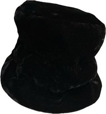 VTG RARE MID CENTURY UNION MADE USA BLACK VELVET SOFT BUCKET CLOCHE HAT HIGH TEA