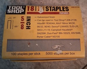 18 gauge Finish Staples 1/4" Crown 5/8"  Long Tool Shop 