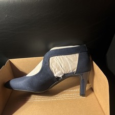 Women  s heels -LifeStride Giovanna 2 Pump NVY Suede Cutout Block Heel Zipper 9W