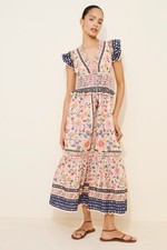 FARM Rio Superbloom Tapestry Cream Maxi Dress Size Small