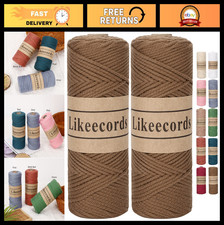 100 Cotton Macrame Cord 2mm 350 Yards - Braided Crochet Yarn Bag - Knitting Gif