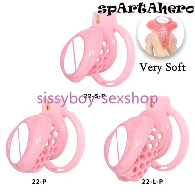 Silicone Chastity Cage Lock With 6 Rings For Sissy Stretcher Erotic tube Device