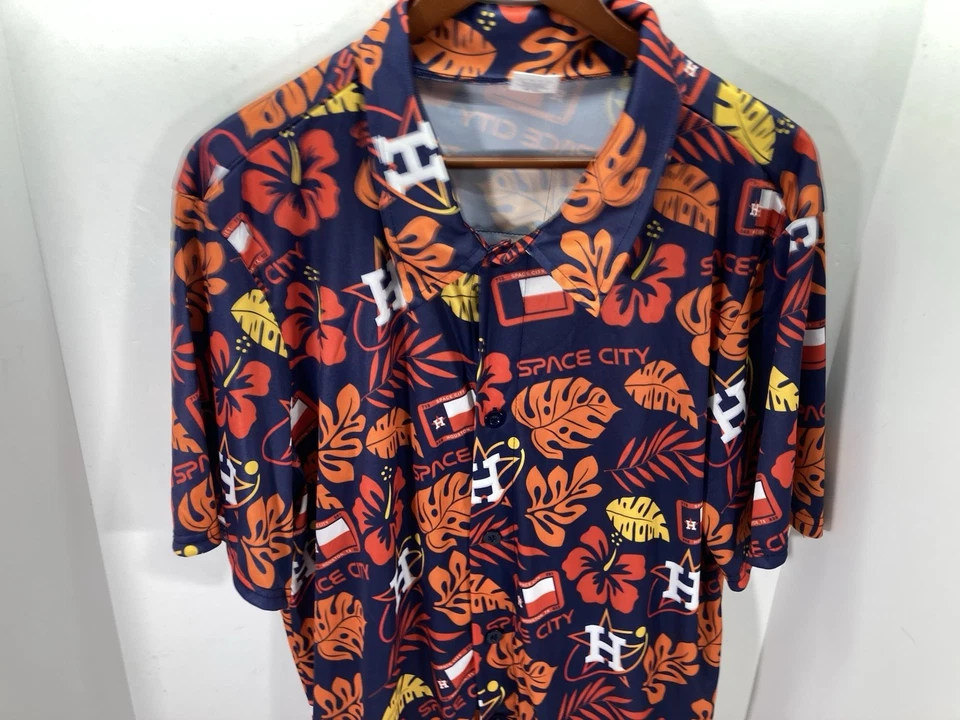 Houston Astros SGA Hawaiian Cabana Shirt Men Size XL Floral Button Polyester MLB - Image 2 of 4
