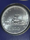 Coin REPUBLIC OF ITALY 1997 SILVER 500 LIRE CARAVELLE UNC