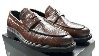 INC INTERNATIONAL CONCEPTS Chestnut Brown Croc Leather Shoes NEW IN BOX 7 M