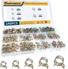 140PCS Spring Hose Clamp Assortment, 6/7/9/10/11mm Fuel Line & Automotive Hose C
