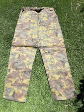NOS Vtg 60s Made In Japan Linen Camouflage Pants Military Inspired Metal Zip L