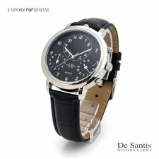 Orologio Uomo Emporio Armani Multi Fuso Orario, Cassa Acciaio Nero Quadrante